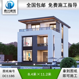 現(xiàn)代三層平屋頂別墅施工圖紙及效果圖_新農村自建別墅設計,鼎川建筑