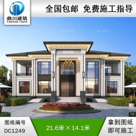 大氣新中式二層別墅施工圖紙及效果圖_農(nóng)村自建別墅設(shè)計(jì),鼎川建筑