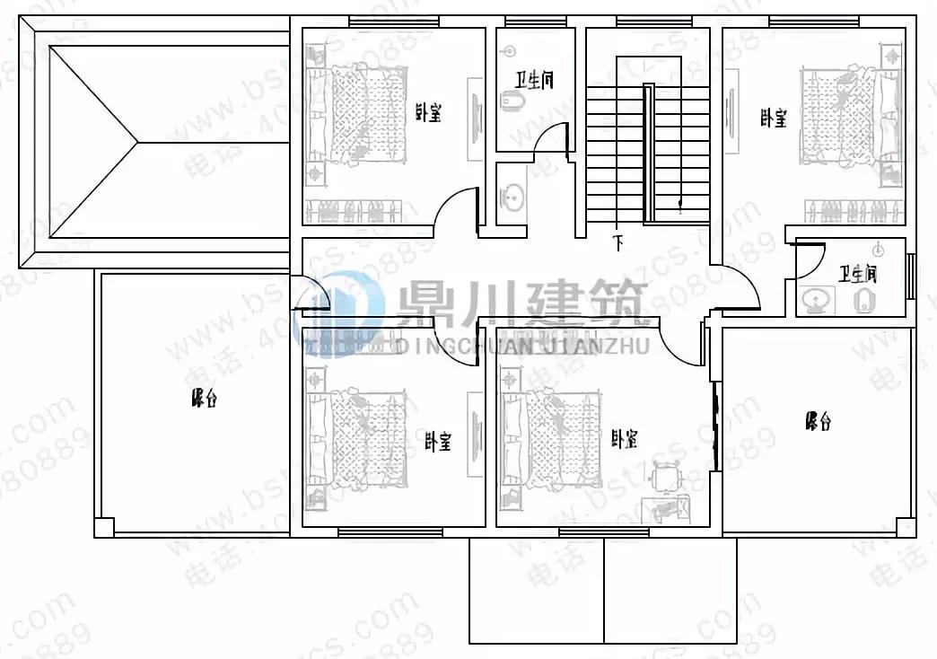 二層帶車庫露臺(tái)農(nóng)村自建房戶型圖
