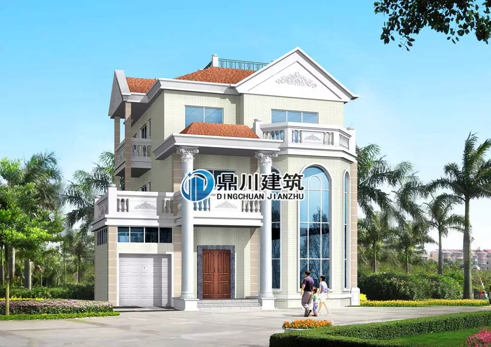 挑空客廳+旋轉(zhuǎn)樓梯，13×14三層優(yōu)雅大氣歐式別墅