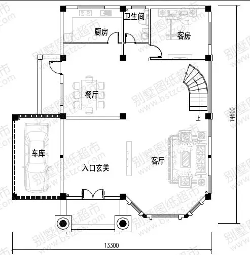 挑空客廳+旋轉(zhuǎn)樓梯，13×14三層優(yōu)雅大氣歐式別墅